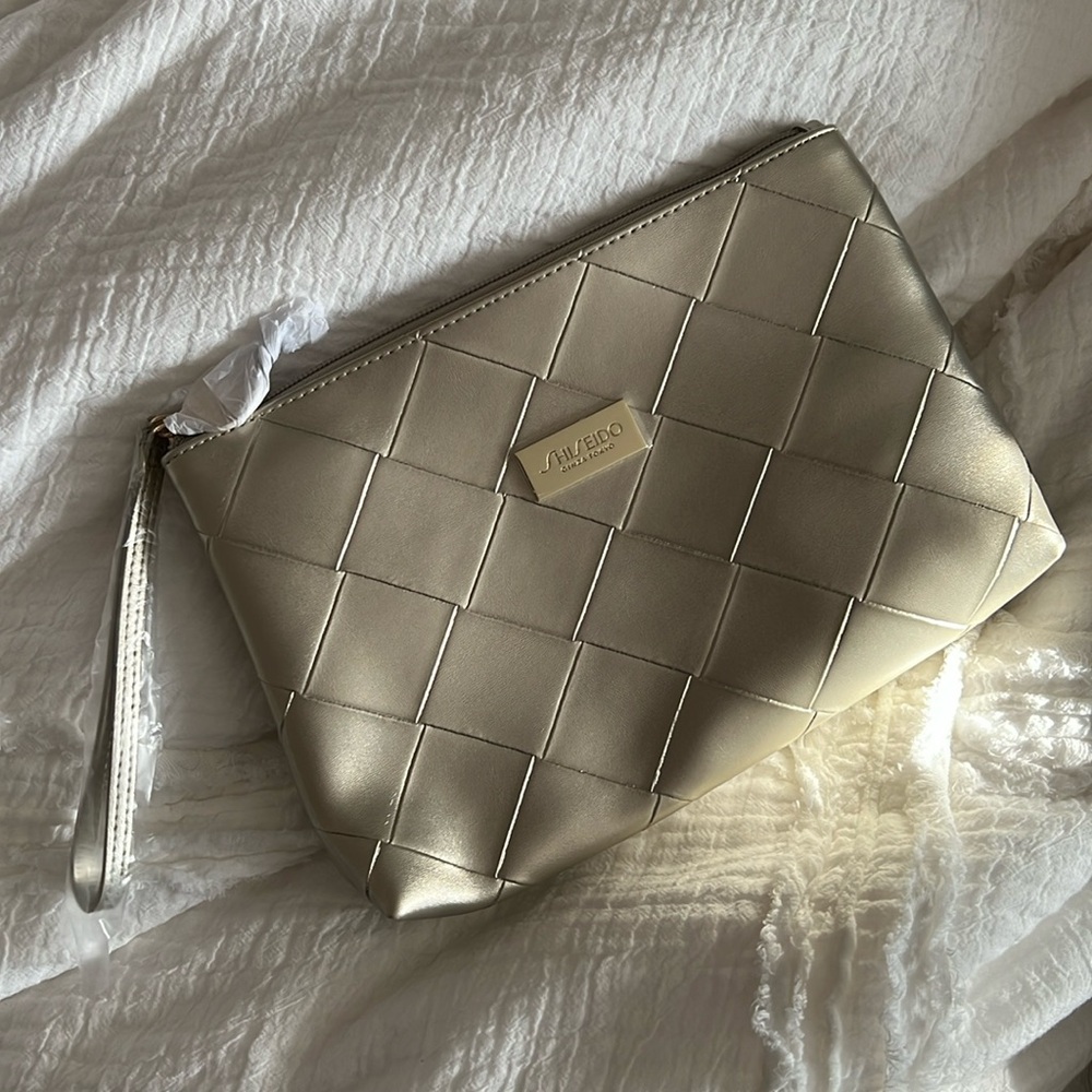 Shiseido gold makeup bag